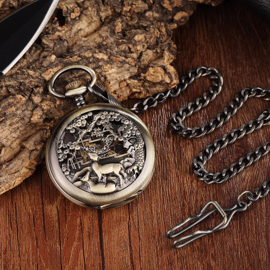  Unisex Golden Sliver Bronze Hollow Goat Deer Mechanical Pocket FOB Watch - Unisex Style Watches - DYAVOR® 
