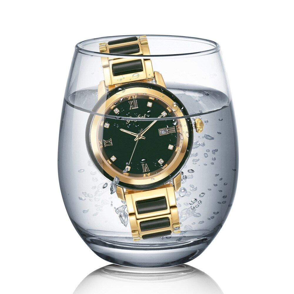  Unisex Jade Dark Green Dial Stainless Steel Quartz Waterproof Watch - Unisex Style Watches - DYAVOR® 