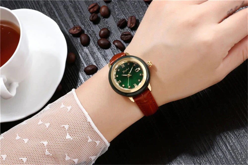  Unisex Jade Dark Green Dial Stainless Steel Quartz Waterproof Watch - Unisex Style Watches - DYAVOR® 