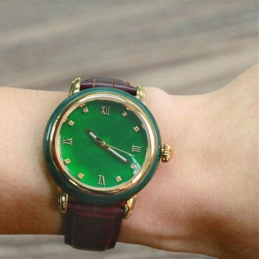 Unisex Luxury Fashion Pure Natural Jade Business Waterproof Watch