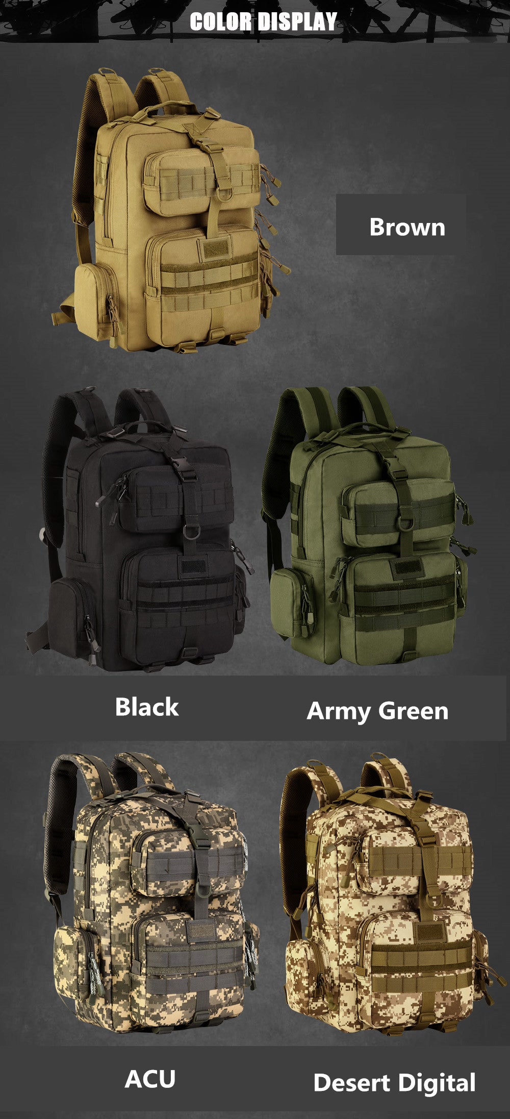  Unisex Military Outdoor Tactical MolleMilitar Rucksack Backpack - Backpacks - DYAVOR® 