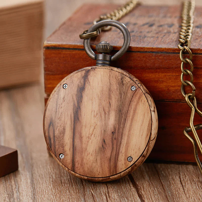  Unisex Retro Colorful Wooden Open Face Quartz Analog Pocket Watch - Unisex Style Watches - DYAVOR® 