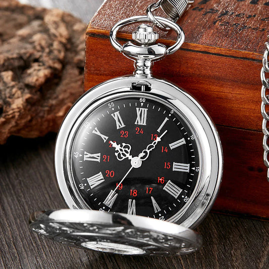  Unisex Retro Steampunk Silver Roman Numeral Quartz Pocket Watch - Unisex Style Watches - DYAVOR® 