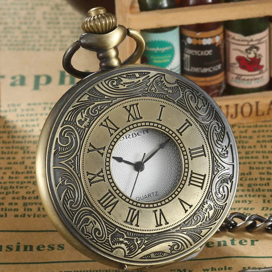  Unisex Retro Vintage Antique Roman Number Pocket Watch With Chain - Unisex Style Watches - DYAVOR® 