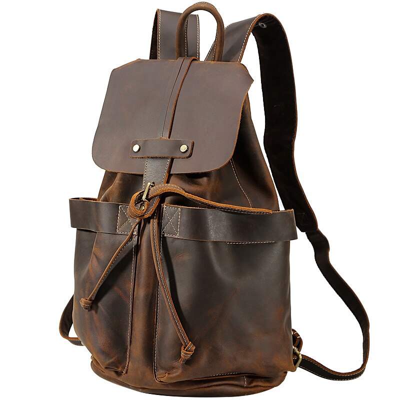 Unisex Vintage Classic Multifunction Full Grain Genuine Leather Backpacks