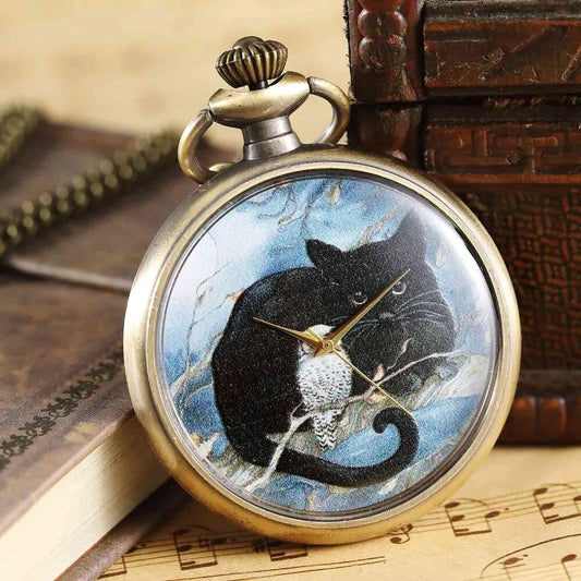  Unisex Vintage Design Cat Pattern Quartz Movement Pocket Watch - Unisex Style Watches - DYAVOR® 