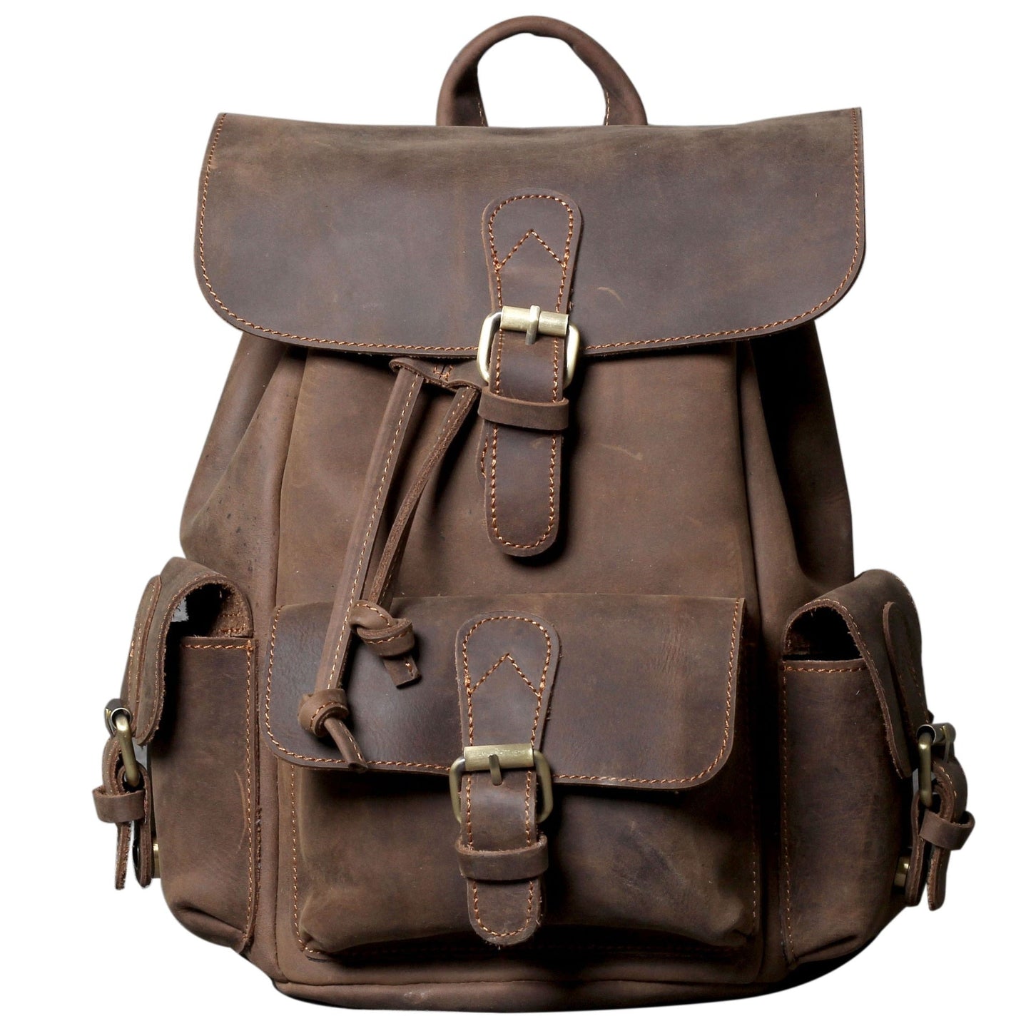  Unisex Vintage Designer Handmade Crazy Horse Leather Backpack - Backpacks - DYAVOR® 