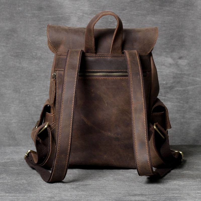  Unisex Vintage Designer Handmade Crazy Horse Leather Backpack - Backpacks - DYAVOR® 
