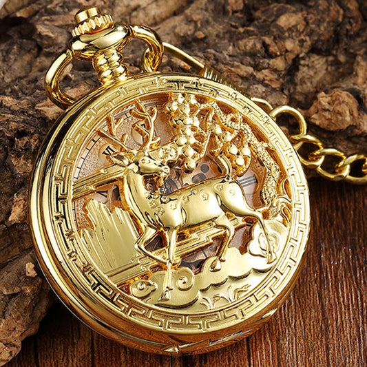 Unisex Vintage Double Side Steampunk Hollow Deer Pattern Fob Pocket Watch - Unisex Style Watches - DYAVOR® 