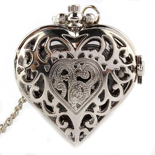  Unisex Vintage Hollow Necklace Chain Heart-shaped Quartz Pocket Watch - Unisex Style Watches - DYAVOR® 