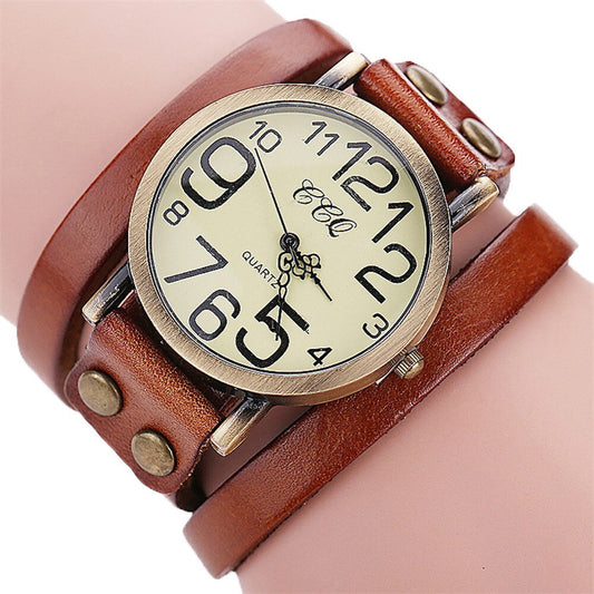 Vintage Fashion Cow Leather Bracelet Style Quartz Watches for Women - Watches for Women - DYAVOR® 