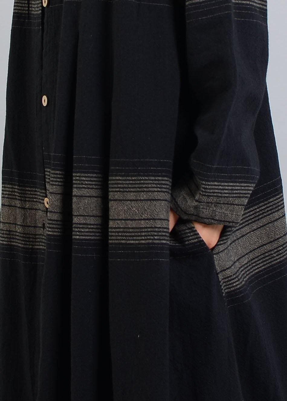  vintage plus size clothing trench coat fall black plaid lapel Button coats -  - DYAVOR® 