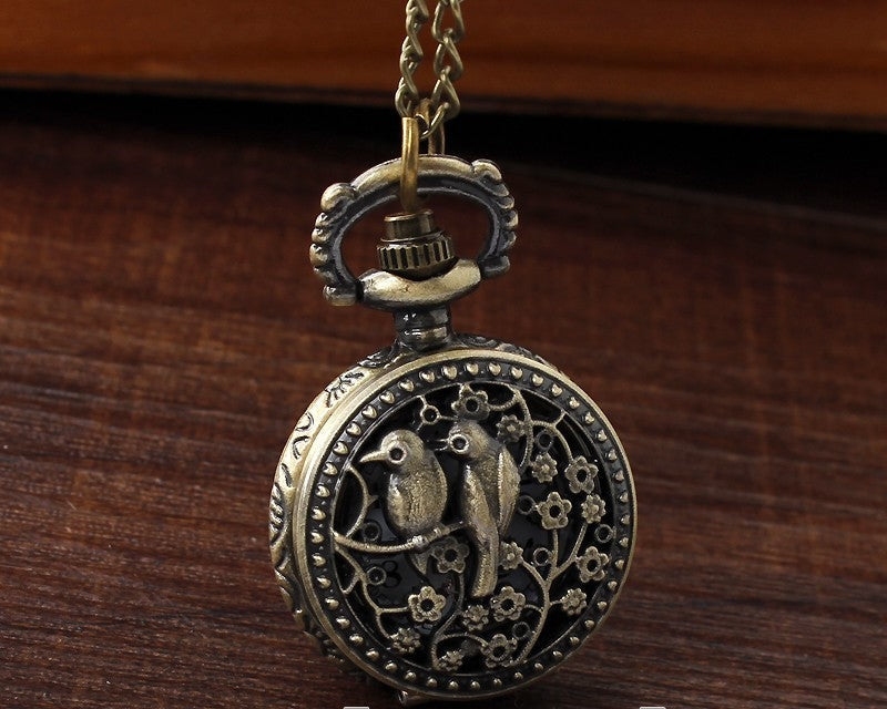  Vintage Small Bird Flower Pattern Arabic Numerals Dial Hollow Pocket Watch - Unisex Style Watches - DYAVOR® 