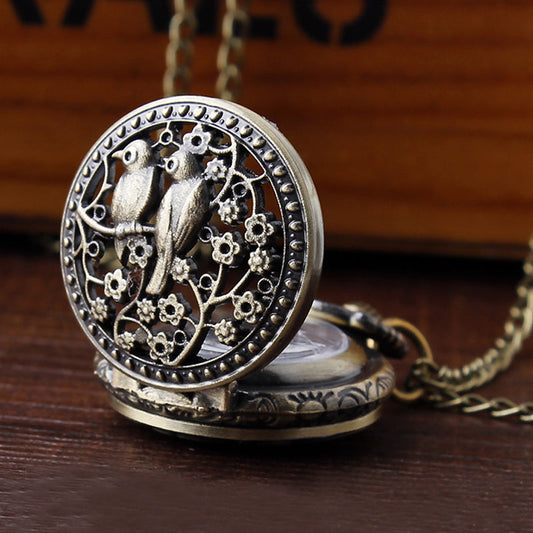  Vintage Small Bird Flower Pattern Arabic Numerals Dial Hollow Pocket Watch - Unisex Style Watches - DYAVOR® 