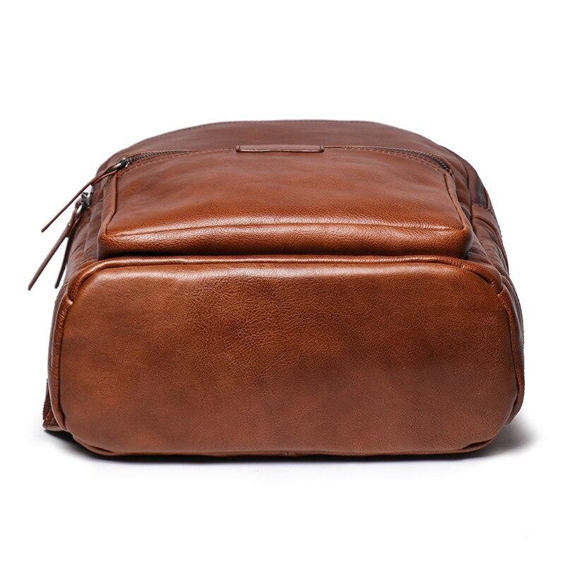  Vintage Unisex Brown Coffee Full Grain Genuine Leather 14'' Laptop Backpack - Backpacks - DYAVOR® 