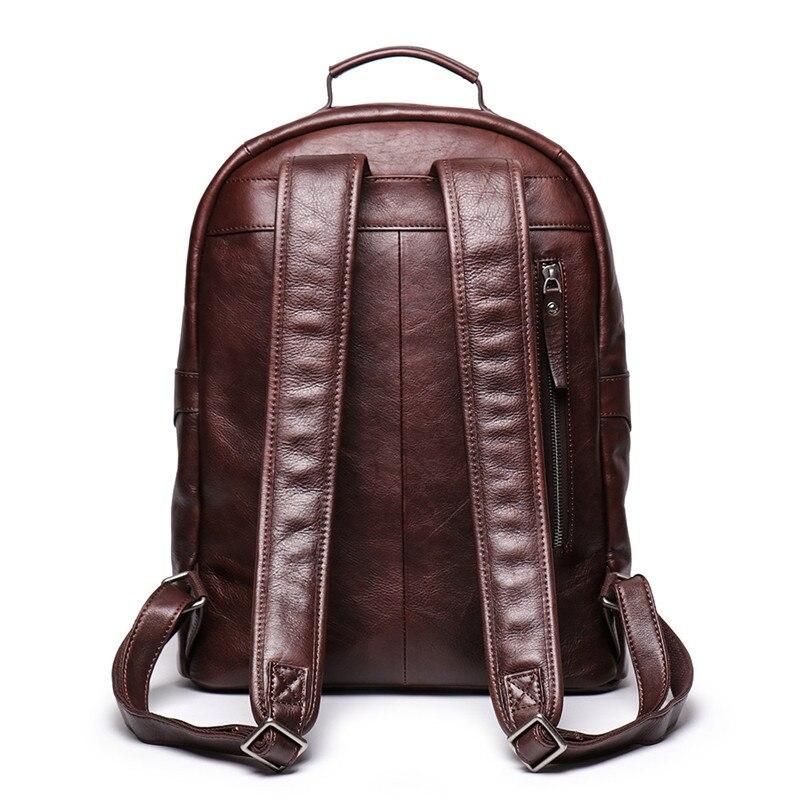  Vintage Unisex Brown Coffee Full Grain Genuine Leather 14'' Laptop Backpack - Backpacks - DYAVOR® 
