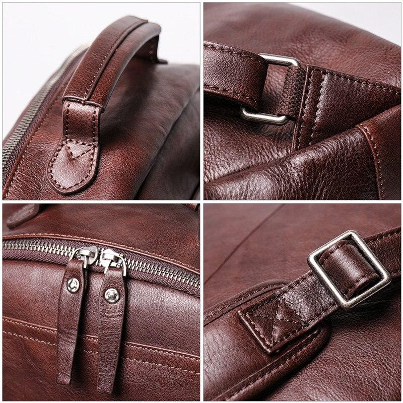  Vintage Unisex Brown Coffee Full Grain Genuine Leather 14'' Laptop Backpack - Backpacks - DYAVOR® 