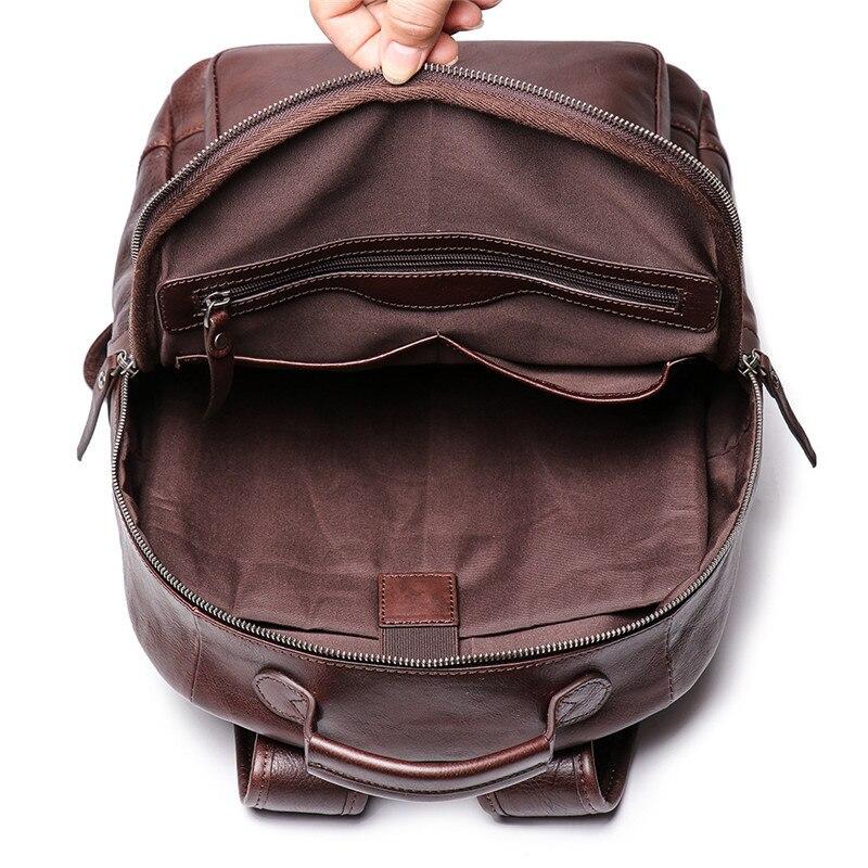  Vintage Unisex Brown Coffee Full Grain Genuine Leather 14'' Laptop Backpack - Backpacks - DYAVOR® 