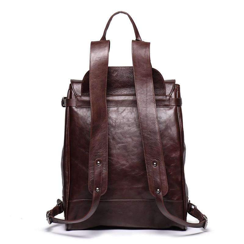  Vintage Unisex Brown Coffee Genuine Leather 14'' 15.6'' Laptop Backpack - Backpacks - DYAVOR® 