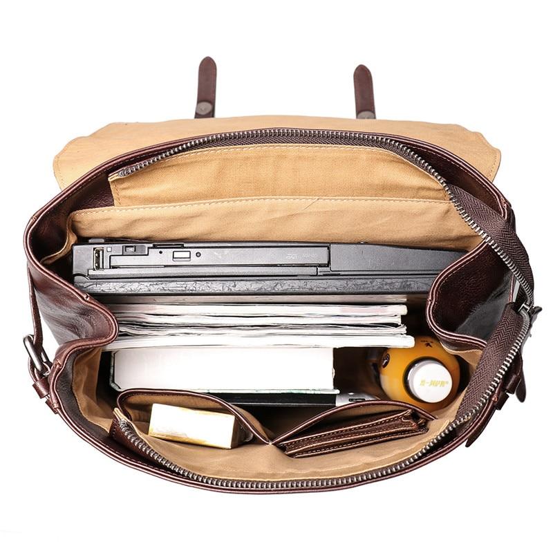  Vintage Unisex Brown Coffee Genuine Leather 14'' 15.6'' Laptop Backpack - Backpacks - DYAVOR® 