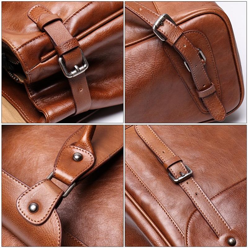  Vintage Unisex Brown Coffee Genuine Leather 14'' 15.6'' Laptop Backpack - Backpacks - DYAVOR® 
