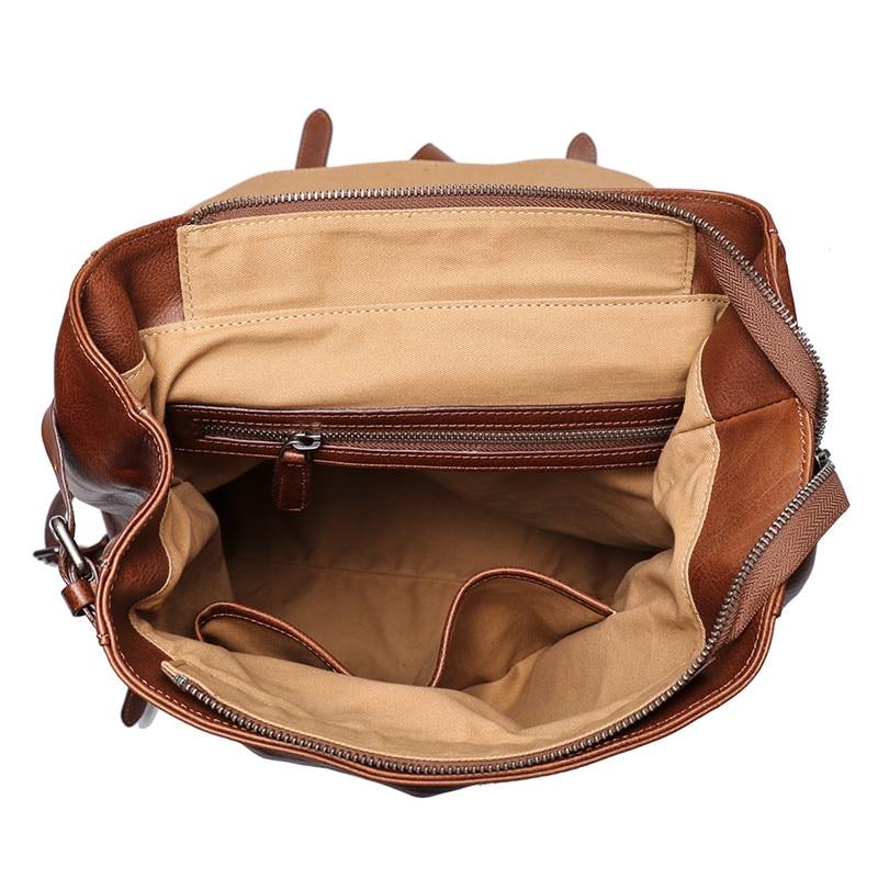  Vintage Unisex Brown Coffee Genuine Leather 14'' 15.6'' Laptop Backpack - Backpacks - DYAVOR® 