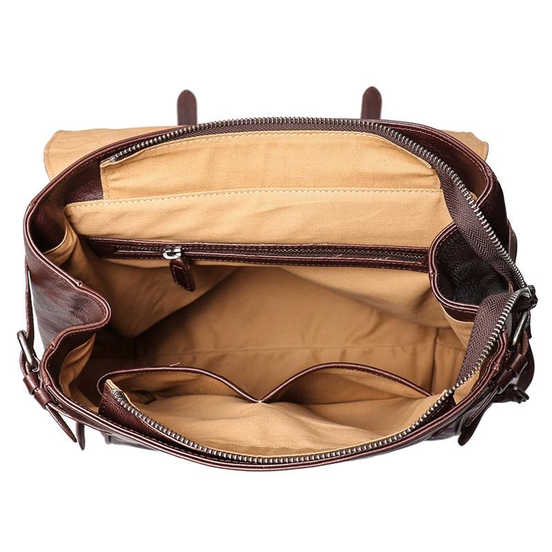  Vintage Unisex Brown Coffee Genuine Leather 14'' 15.6'' Laptop Backpack - Backpacks - DYAVOR® 