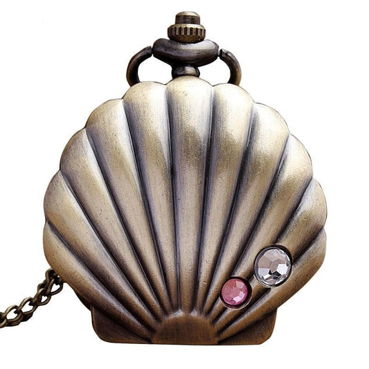  Vintage Unisex Crystal Decor Bronze Conch Shell Case Pendant Pocket Watch - Unisex Style Watches - DYAVOR® 