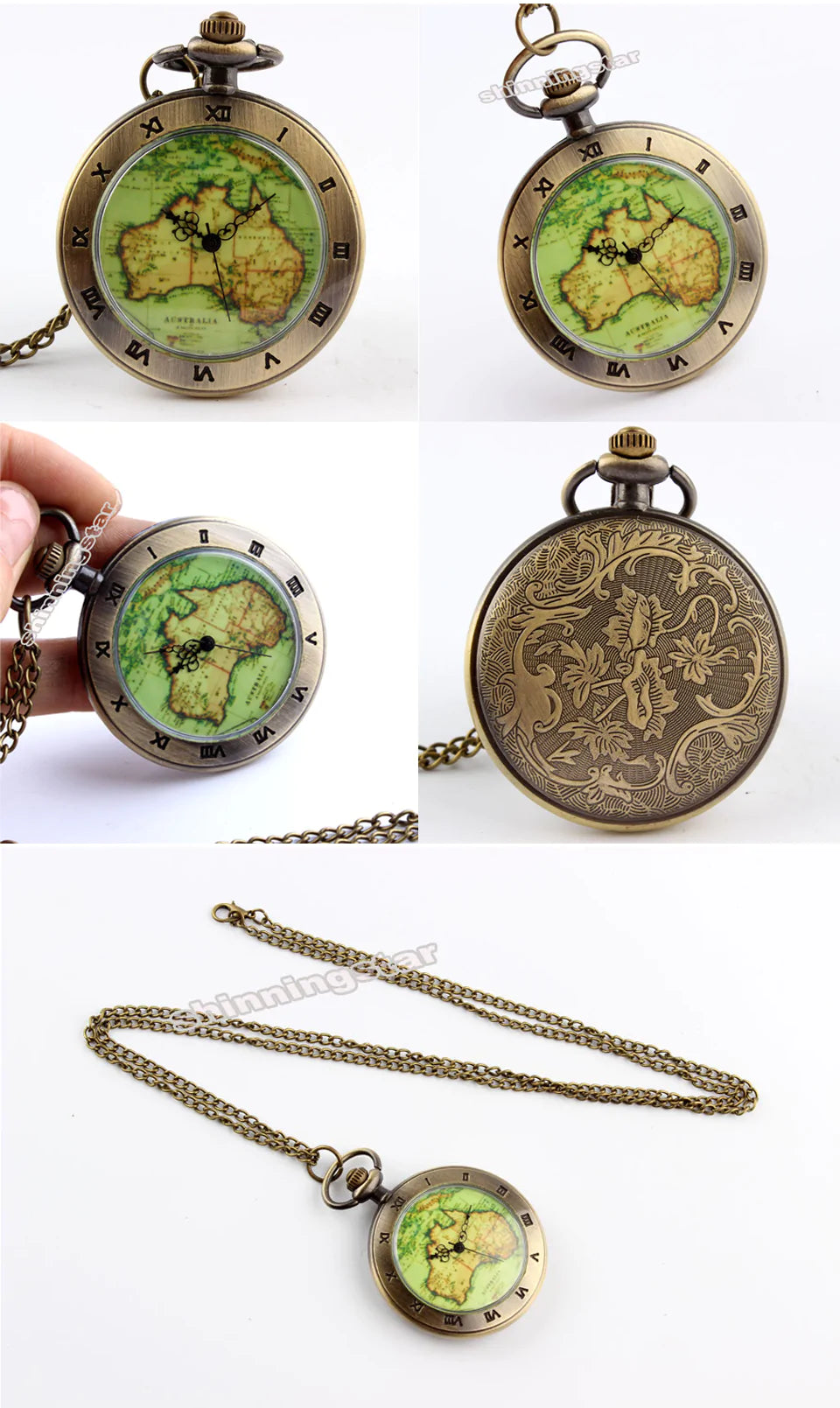  Vintage Unisex Stainless Steel Australia Map Pendant Quartz Pocket Watch - Unisex Style Watches - DYAVOR® 