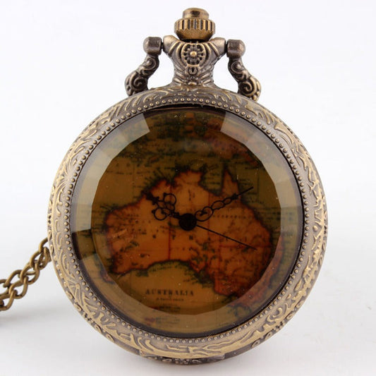  Vintage Unisex Stainless Steel Australia Map Pendant Quartz Pocket Watch - Unisex Style Watches - DYAVOR® 