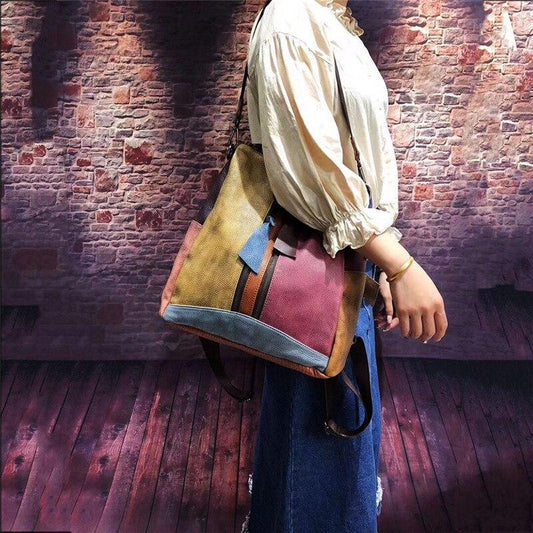  Vintage Women's Colorful Genuine Leather Unique Highend Travel Backpack - Backpacks - DYAVOR® 