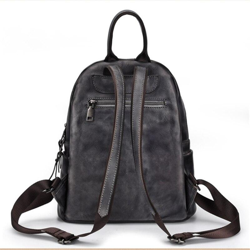  Vintage Women's Genuine Leather Flower Design Zipper Travel Bag Backpack - Backpacks - DYAVOR® 