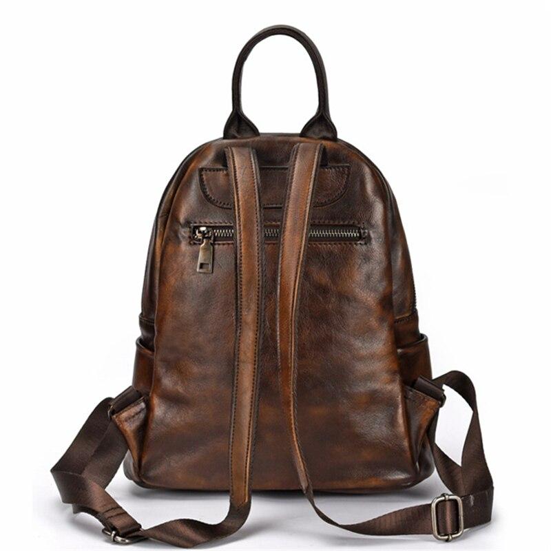  Vintage Women's Genuine Leather Flower Design Zipper Travel Bag Backpack - Backpacks - DYAVOR® 