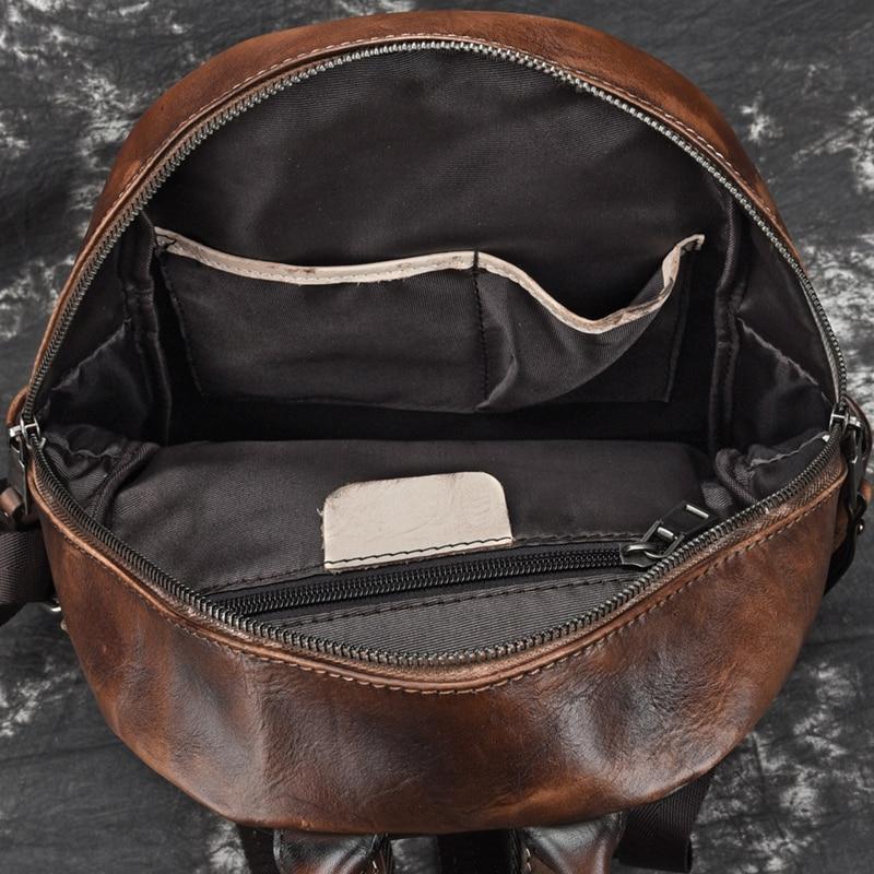  Vintage Women's Genuine Leather Flower Design Zipper Travel Bag Backpack - Backpacks - DYAVOR® 