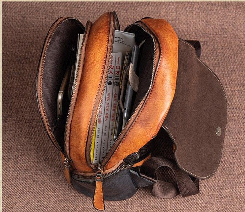  Vintage Women's Genuine Leather School Bag Backpack with USB Charging - Backpacks - DYAVOR® 