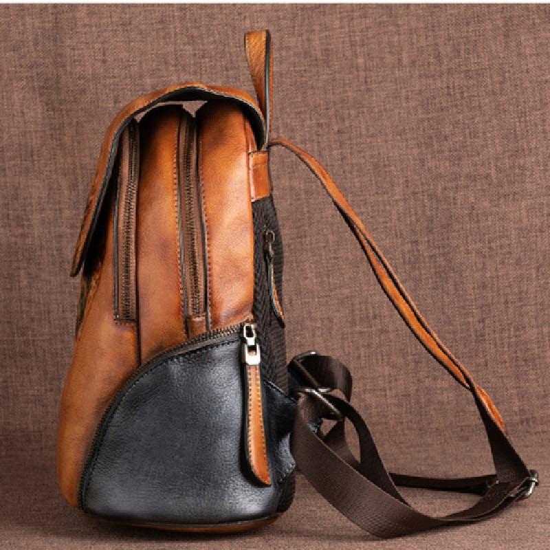  Vintage Women's Genuine Leather School Bag Backpack with USB Charging - Backpacks - DYAVOR® 