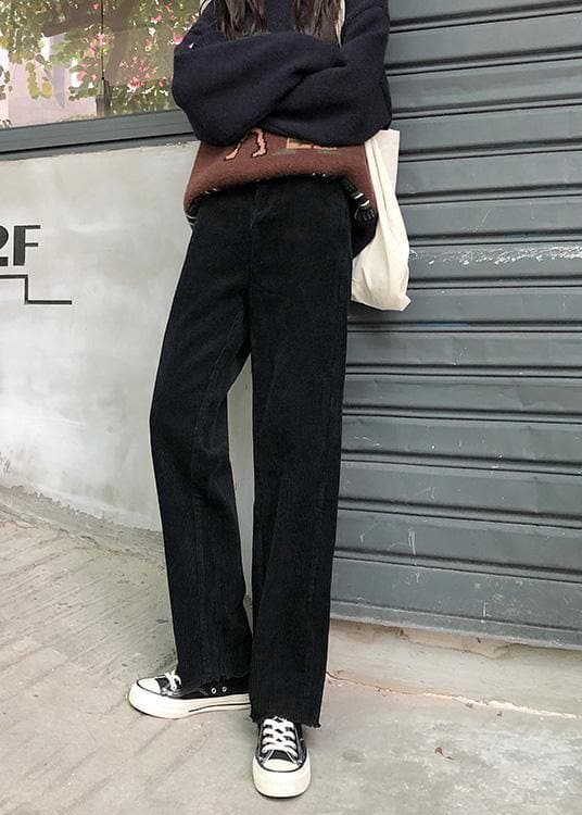  winter black wild trousers corduroy casual wide leg pants -  - DYAVOR® 