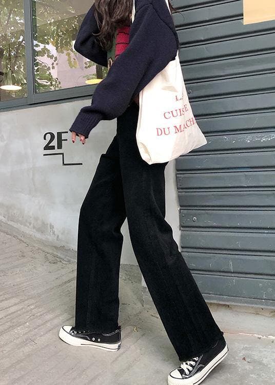  winter black wild trousers corduroy casual wide leg pants -  - DYAVOR® 