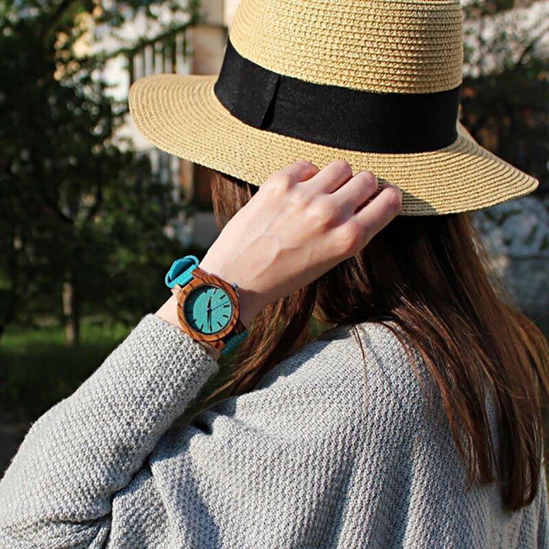 Women Bamboo Wood Analog Quartz Japanese Wristwatches