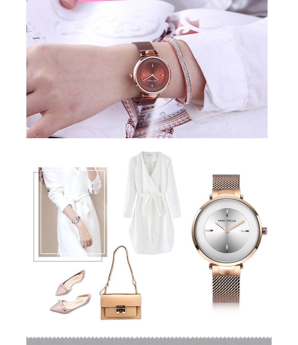 Women Luxury Rose Gold Ultra-Thin Simple Dress Quartz Watches