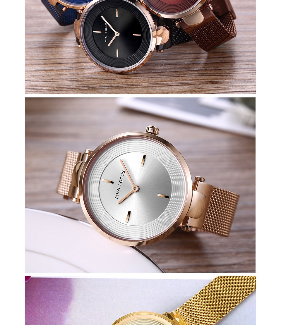 Women Luxury Rose Gold Ultra-Thin Simple Dress Quartz Watches