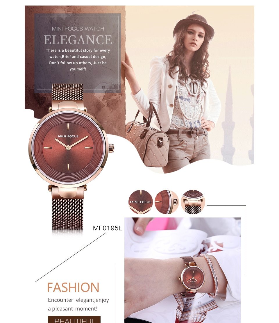 Women Luxury Rose Gold Ultra-Thin Simple Dress Quartz Watches