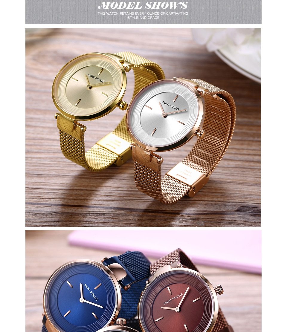 Women Luxury Rose Gold Ultra-Thin Simple Dress Quartz Watches