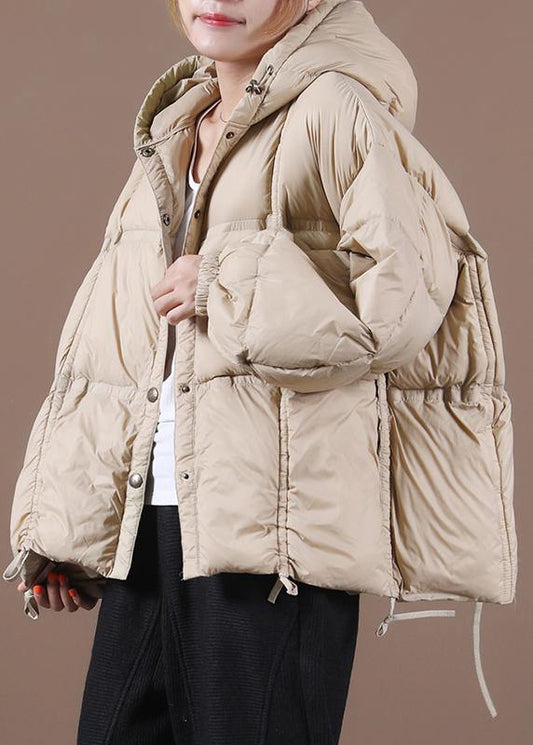  women nude warm winter coat Loose fitting down jacket hooded Button Down overcoat -  - DYAVOR® 