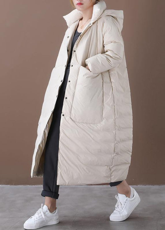  women oversize winter coats beige hooded pockets warm winter coat -  - DYAVOR® 