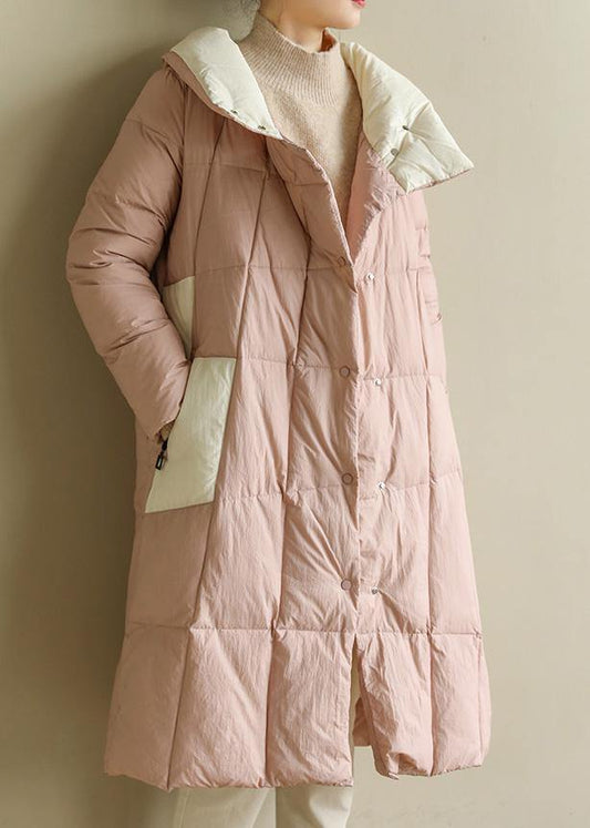  women pink warm winter coat plus size clothing patchwork womens parka stand collar fine coats -  - DYAVOR® 