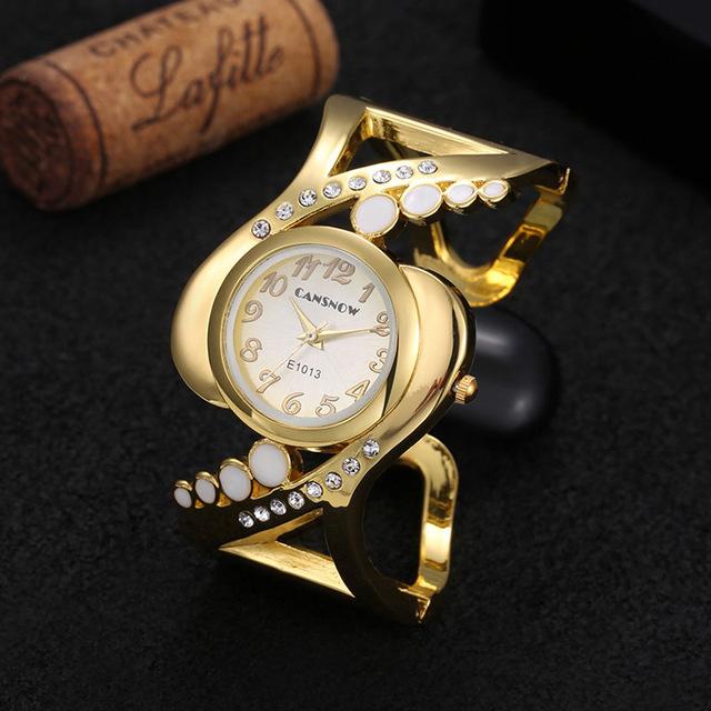 Women's Bangle Style Luxury Rhinestone Crystal Quartz Wristwatches