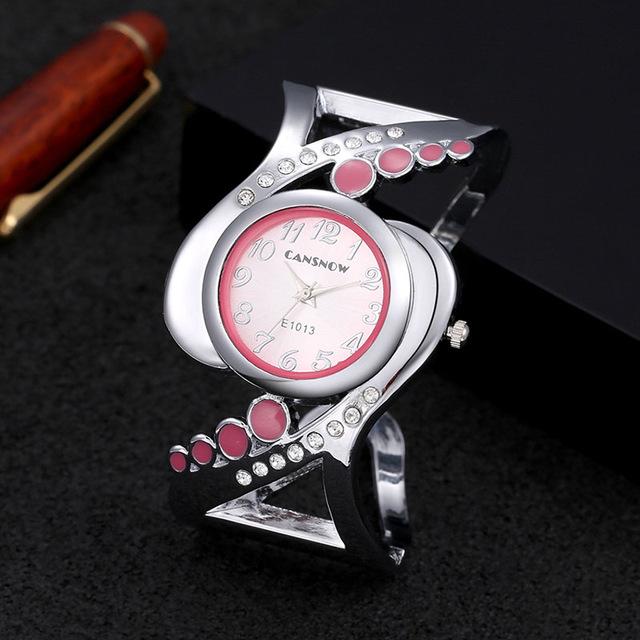 Women's Bangle Style Luxury Rhinestone Crystal Quartz Wristwatches