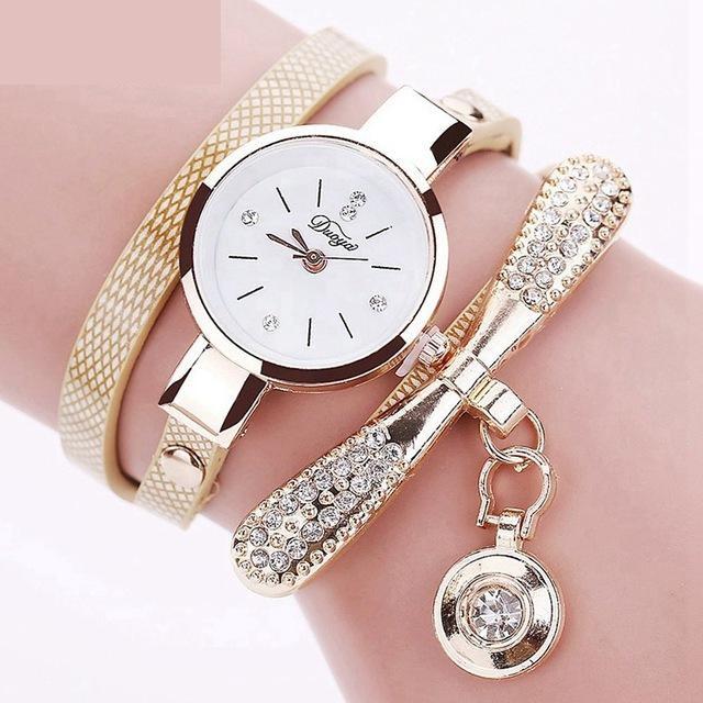  Women's Bracelet Fashion Gold Color Watch with Crystal Rhinestone - Watches for Women - DYAVOR® 