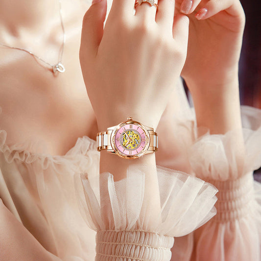  Women's Ceramics Stainless Steel Mechanical Automatic Self-wind Watch - Watches for Women - DYAVOR® 